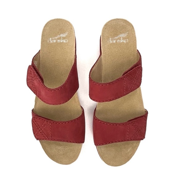 Dansko Maddie Double Strap Wedge Sandal Size 38 / 7.5-8 Nubuck Leather EUC - Picture 8 of 11